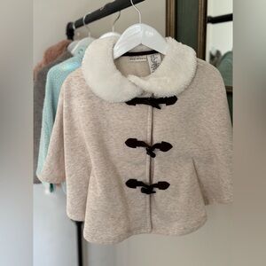 Max Studio toddler girl’s cape jacket with faux fur collar